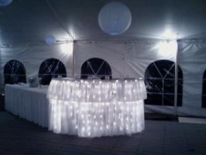 Serpentine bar with lights